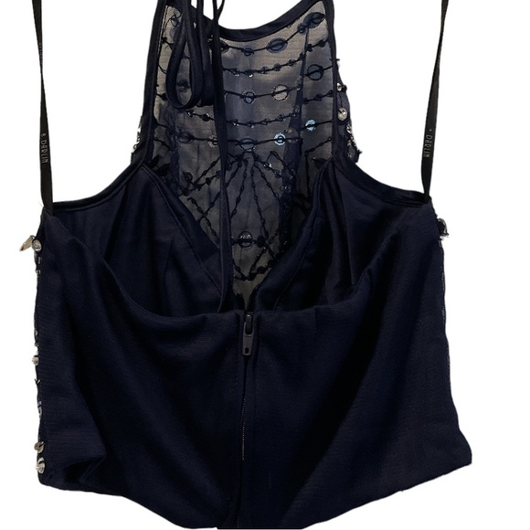B. Darlin Crystal Navy Blue Bandeau Halter Top. Size 3/4 - Picture 6 of 7